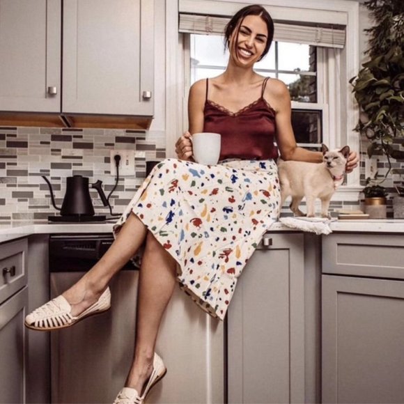 Reformation Dresses & Skirts - Reformation Bea Midi Skirt Paint Splatter Painted